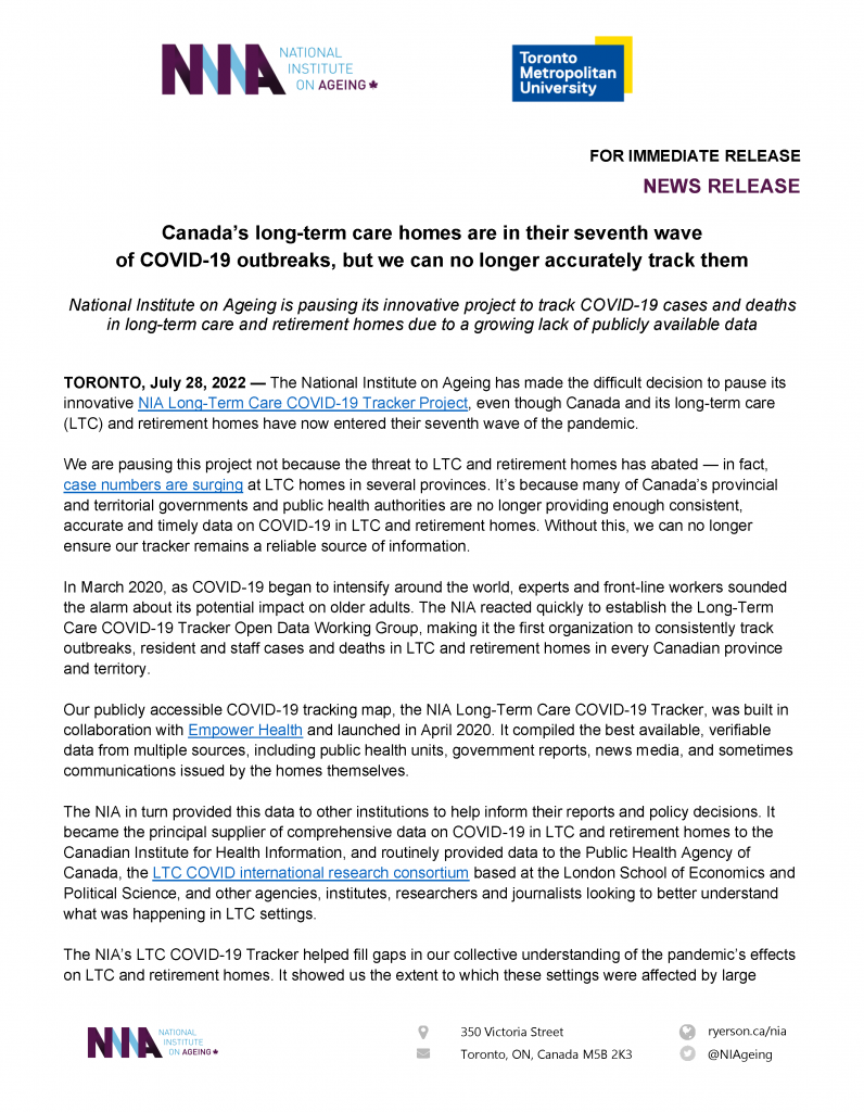 July 28, 2022 — Media Release Cover